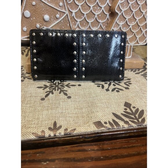 MICHAEL KORS ASTOR STUDDED Patent Leather Bifold WALLET - Picture 1 of 10